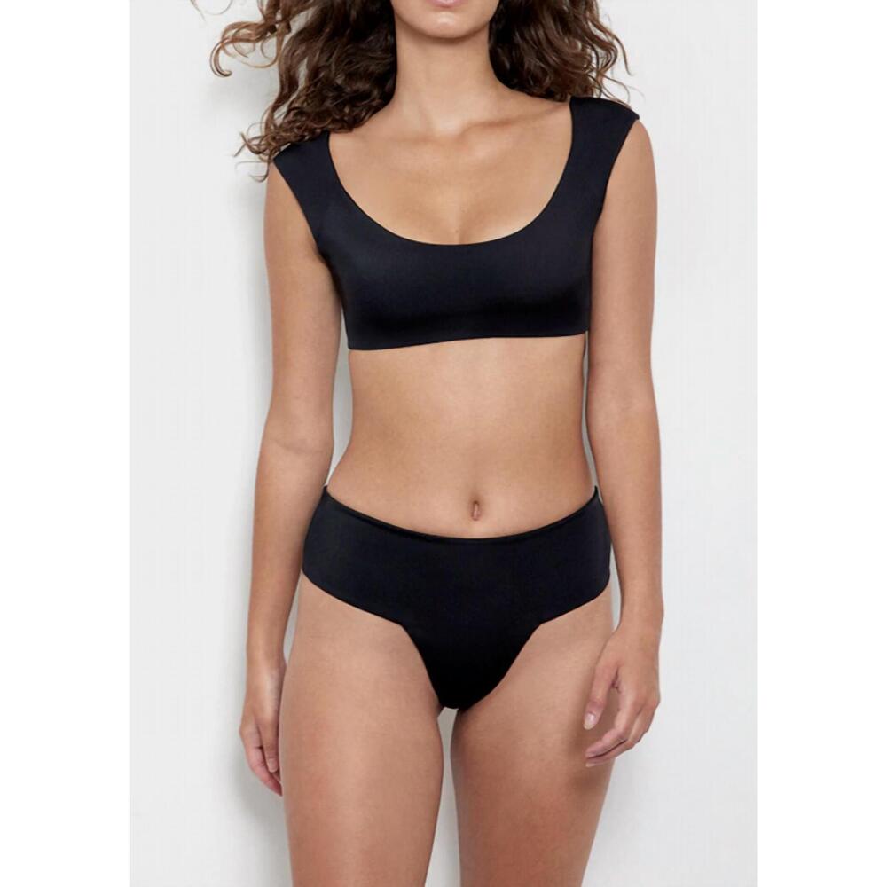 NEW DOS GARDENIAS the modern cheeky bikini bottom in noir
